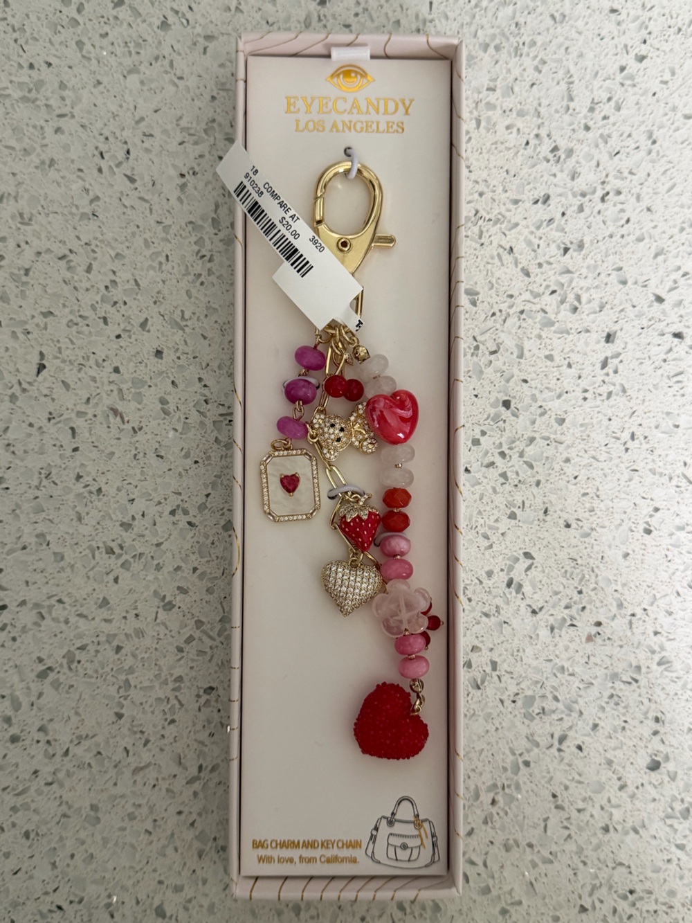 EyeCandy keychain or charms for bags in Pink & Red tones
